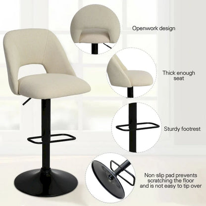 Tabouret de bar pivotant en vinyle à hauteur réglable avec base plus large (17,7 po), lot de 2 - 32 x 17 x 17 po