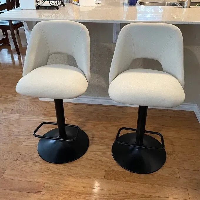 Tabouret de bar pivotant en vinyle à hauteur réglable avec base plus large (17,7 po), lot de 2 - 32 x 17 x 17 po