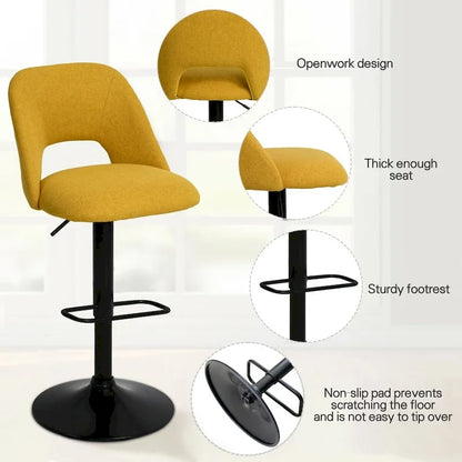 Tabouret de bar pivotant en vinyle à hauteur réglable avec base plus large (17,7 po), lot de 2 - 32 x 17 x 17 po