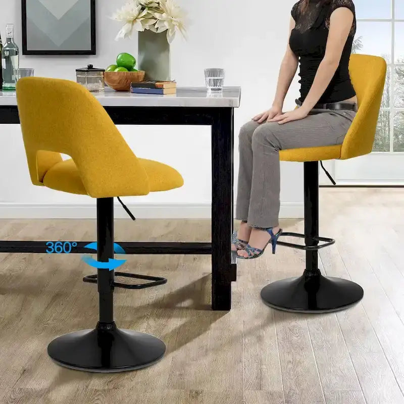 Tabouret de bar pivotant en vinyle à hauteur réglable avec base plus large (17,7 po), lot de 2 - 32 x 17 x 17 po