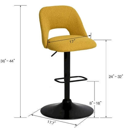 Tabouret de bar pivotant en vinyle à hauteur réglable avec base plus large (17,7 po), lot de 2 - 32 x 17 x 17 po