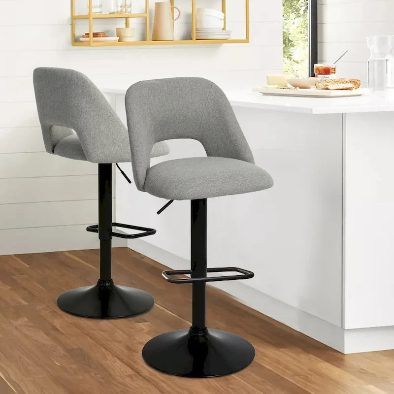 Tabouret de bar pivotant en vinyle à hauteur réglable avec base plus large (17,7 po), lot de 2 - 32 x 17 x 17 po