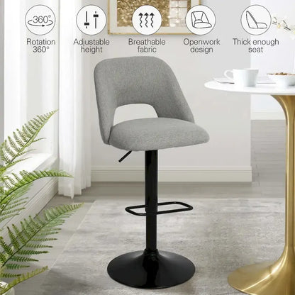 Tabouret de bar pivotant en vinyle à hauteur réglable avec base plus large (17,7 po), lot de 2 - 32 x 17 x 17 po