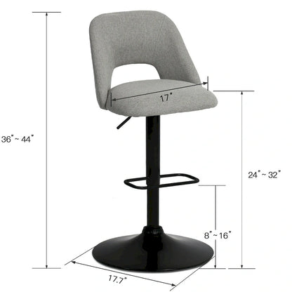 Tabouret de bar pivotant en vinyle à hauteur réglable avec base plus large (17,7 po), lot de 2 - 32 x 17 x 17 po