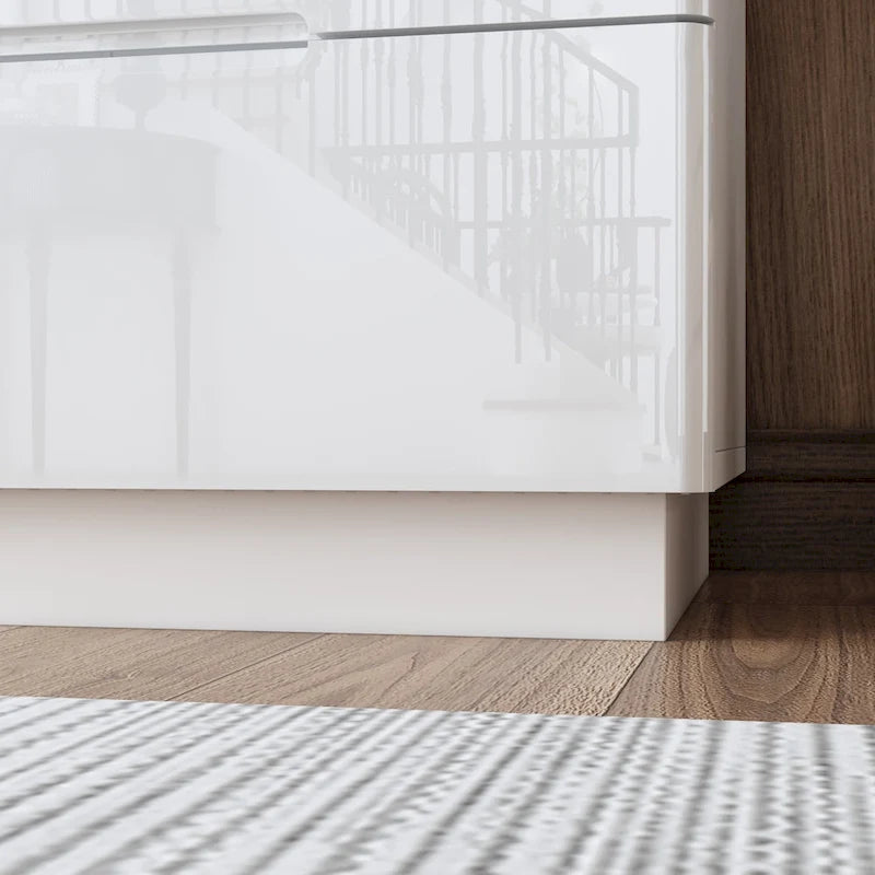 Commode brillante de 63 pouces avec commode claire, 8 tiroirs et grand plateau