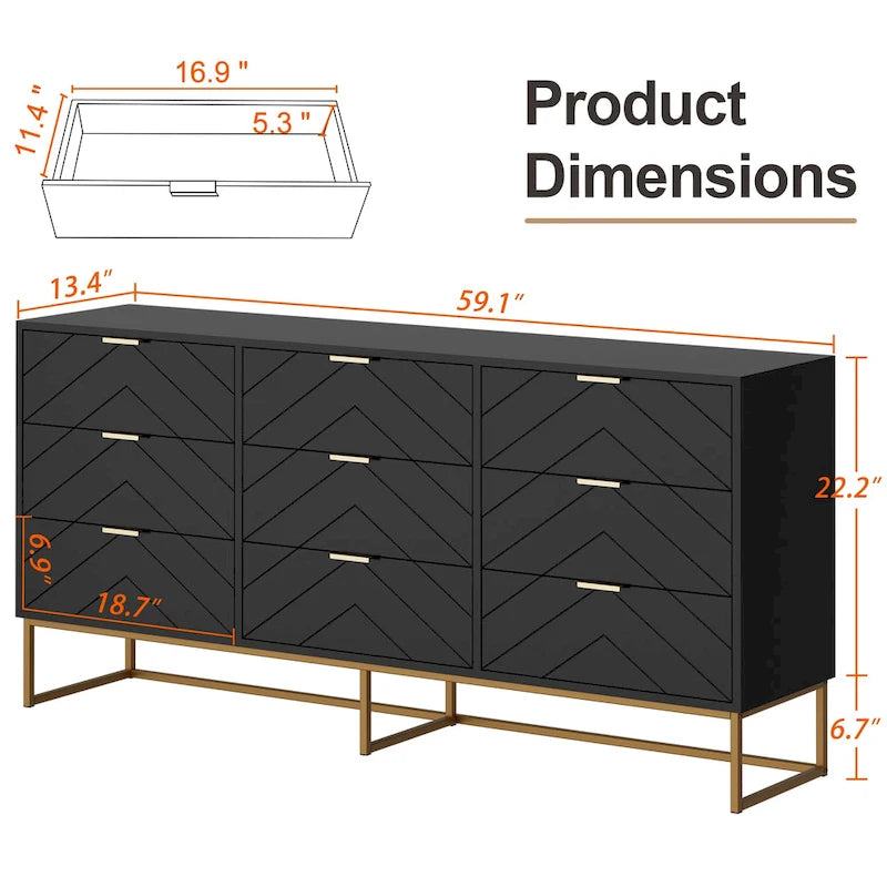 Commode à 9 tiroirs, tour de rangement, meuble de chambre, organisateur de salon