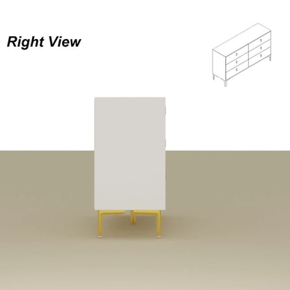 Commode double à 6 tiroirs 55,1 po L, noir et or