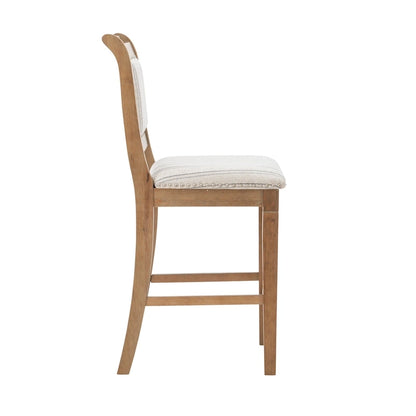 Tabouret de bar Demi Rustic gris à rayures en bois massif de 66 cm