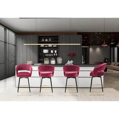 Ensemble de 2 tabourets de bar pivotants Hausfame, revêtus de velours et avec dossier - 56,4 cm L x 54,6 cm P x 101,6 cm H