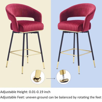 Ensemble de 2 tabourets de bar pivotants Hausfame, revêtus de velours et avec dossier - 56,4 cm L x 54,6 cm P x 101,6 cm H