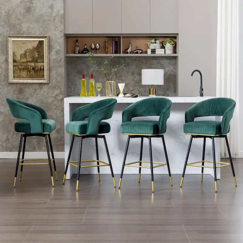 Ensemble de 2 tabourets de bar pivotants Hausfame, revêtus de velours et avec dossier - 56,4 cm L x 54,6 cm P x 101,6 cm H