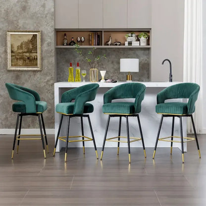 Ensemble de 2 tabourets de bar pivotants Hausfame, revêtus de velours et avec dossier - 56,4 cm L x 54,6 cm P x 101,6 cm H