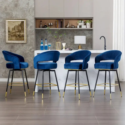 Ensemble de 2 tabourets de bar pivotants Hausfame, revêtus de velours et avec dossier - 56,4 cm L x 54,6 cm P x 101,6 cm H