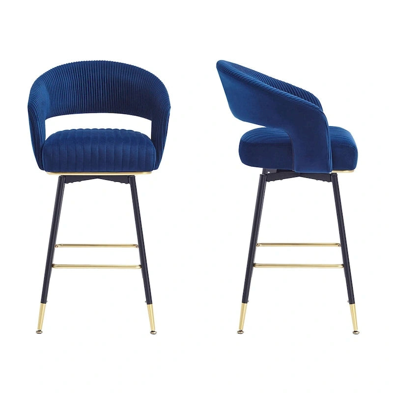 Ensemble de 2 tabourets de bar pivotants Hausfame, revêtus de velours et avec dossier - 56,4 cm L x 54,6 cm P x 101,6 cm H