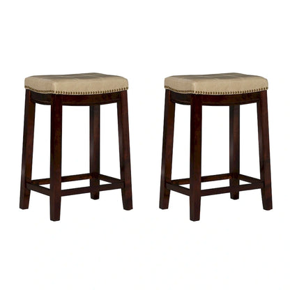 Tabourets de bar Linon Willamette en similicuir (lot de 2) - Hauteur comptoir