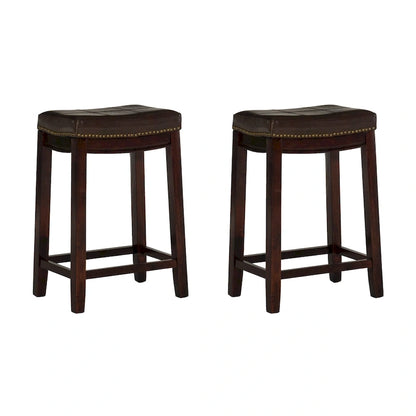 Tabourets de bar Linon Willamette en similicuir (lot de 2) - Hauteur comptoir