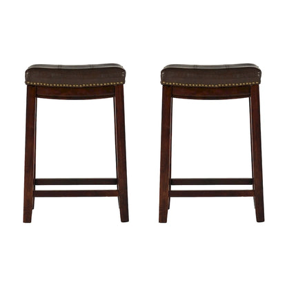 Tabourets de bar Linon Willamette en similicuir (lot de 2) - Hauteur comptoir