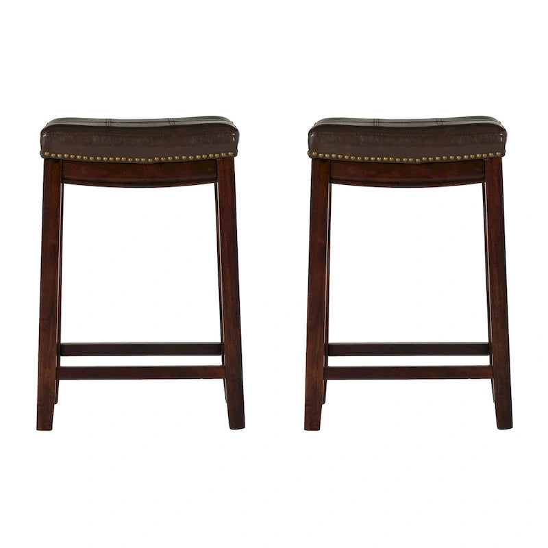 Tabourets de bar Linon Willamette en similicuir (lot de 2) - Hauteur comptoir