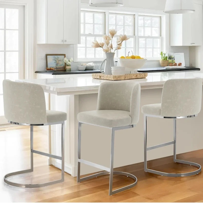 26 tabourets de bar rembourrés, hauteur comptoir - 46 cm (L) x 50 cm (P) x 95 cm (H)