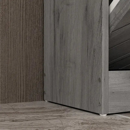 Meuble à chaussures Kerrogee pour 18 paires avec 3 tiroirs rabattables, bois/gris