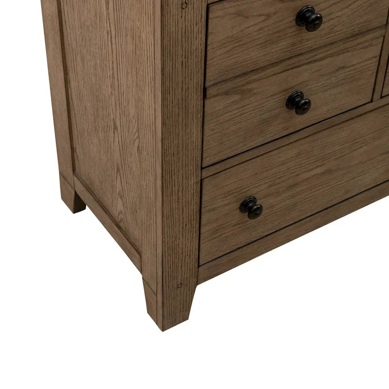 Commode rustique à 7 tiroirs « Cabane de grand-père » pour chambre à coucher - Grès ou chêne vieilli