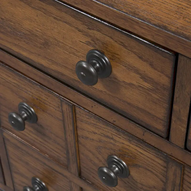 Commode rustique à 7 tiroirs « Cabane de grand-père » pour chambre à coucher - Grès ou chêne vieilli