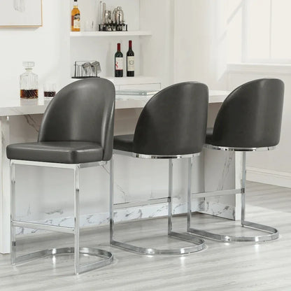 26 Faux Leather Upholstered Counter Height Bar Stools with Metal Legs - 38.8H x 17.9W x 20.9D