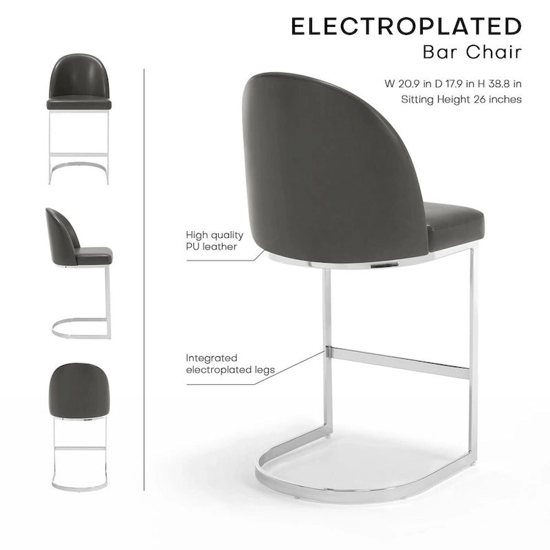 26 tabourets de bar de hauteur comptoir, revêtus de similicuir et dotés de pieds en métal - 38,8 cm (H) x 17,9 cm (L) x 20,9 cm (P)