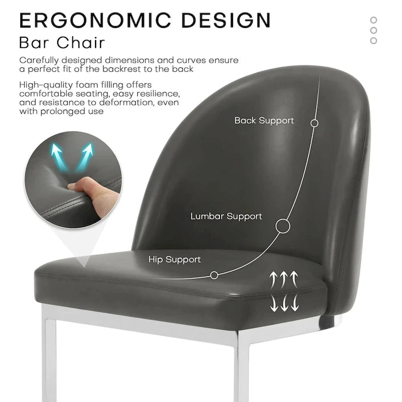 26 tabourets de bar de hauteur comptoir, revêtus de similicuir et dotés de pieds en métal - 38,8 cm (H) x 17,9 cm (L) x 20,9 cm (P)