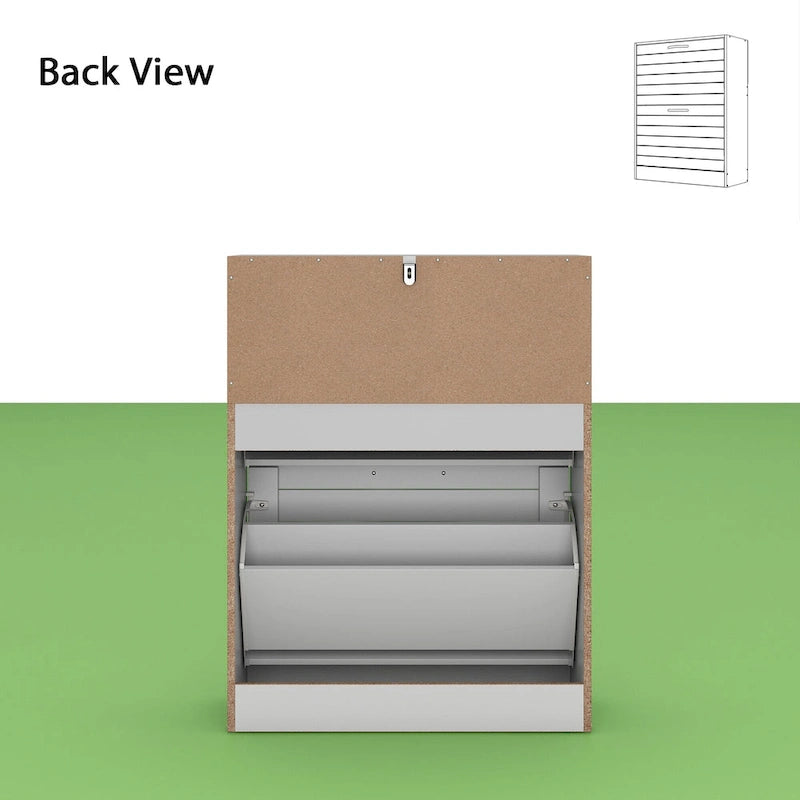 Meuble à chaussures à deux tiroirs de 22,4 cm de large, organisateur de chaussures à tiroirs rabattables