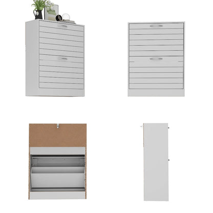 Meuble à chaussures à deux tiroirs de 22,4 cm de large, organisateur de chaussures à tiroirs rabattables