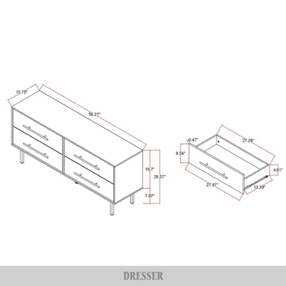 Commode en bois à 4 tiroirs de style transitionnel CraftPorch