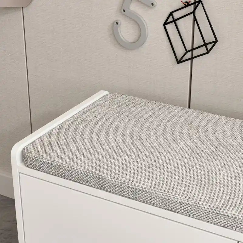 Banc de rangement pour chaussures d'entrée avec 2 portes et coussin d'assise rembourré