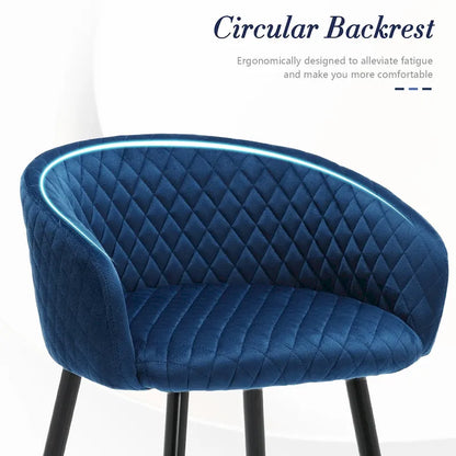 Tabourets de bar hauts, revêtus de velours, avec accoudoirs et pieds en métal - 86 cm (H) x 51 cm (L) x 53 cm (P)