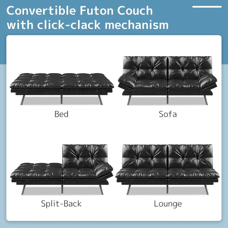 Canapé-lit futon en mousse à mémoire de forme, canapé-lit convertible, canapé deux places pliable