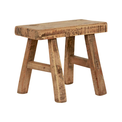 Tabouret miniature rectangulaire vintage Artissance en bois naturel, 28 cm de largeur - 28 cm (L) x 13 cm (l) x 23 cm (H)