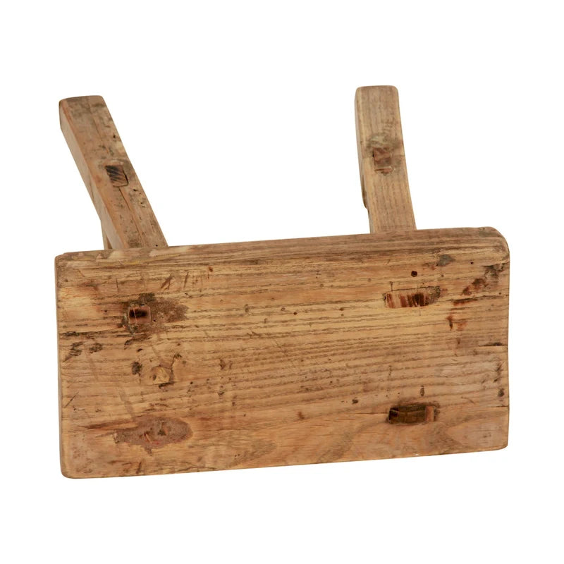 Tabouret miniature rectangulaire vintage Artissance en bois naturel, 28 cm de largeur - 28 cm (L) x 13 cm (l) x 23 cm (H)