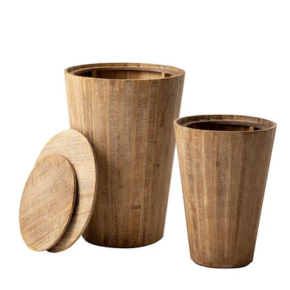 Tables d'appoint gigognes COZAYH style ferme, ensemble de tables d'appoint rustiques et peu encombrantes avec rangement, finition naturelle vieillie