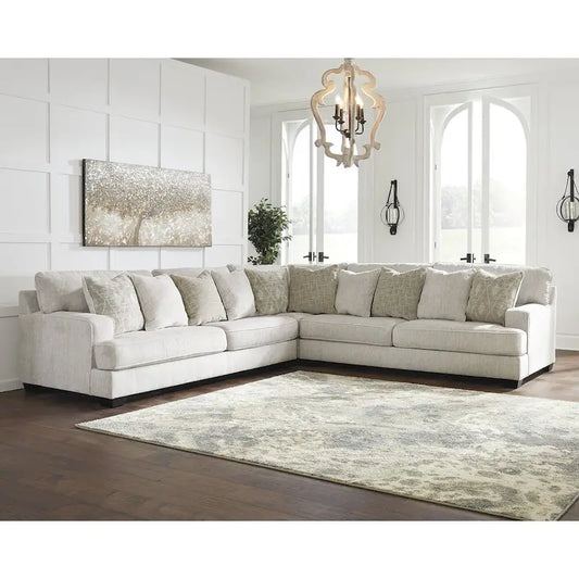 Signature Design by Ashley Rawcliffe Neutral Ivory and Beige 3-Piece Sectional Sofa