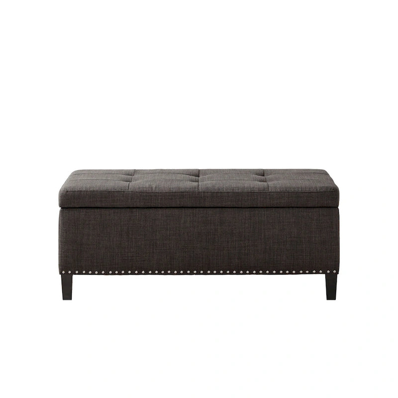 Banc de rangement Madison Park Tessa, capitonné anthracite, fermeture amortie