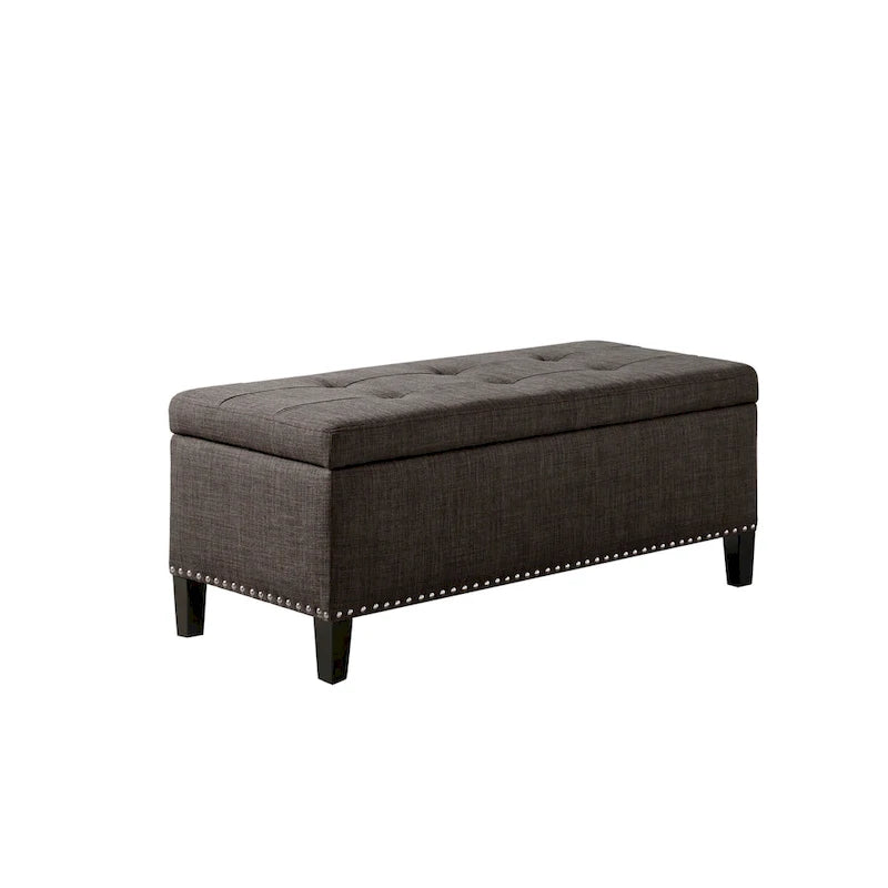 Banc de rangement Madison Park Tessa, capitonné anthracite, fermeture amortie