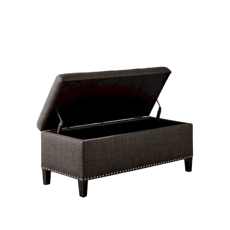 Banc de rangement Madison Park Tessa, capitonné anthracite, fermeture amortie