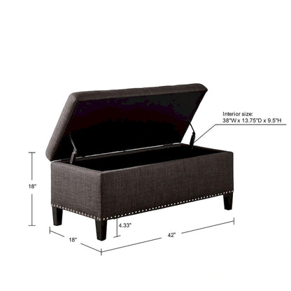 Banc de rangement Madison Park Tessa, capitonné anthracite, fermeture amortie