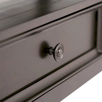 Table basse rectangulaire de style transitionnel WYNDENHALL Halifax en bois massif, 112 cm de large, couleur brun hickory.