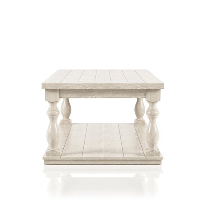 Table basse rustique blanche Tost de 132 cm (52 ​​pouces) en bois à une étagère, par Furniture of America