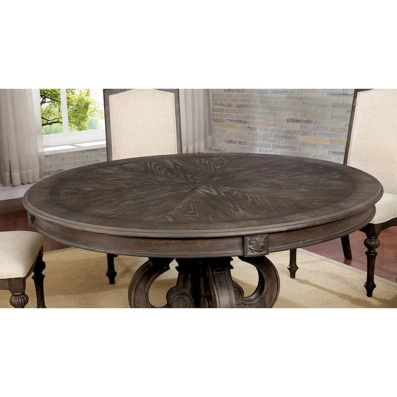 Table de salle à manger ronde en bois brun rustique de 60 pouces de Gray Barn Cornerways