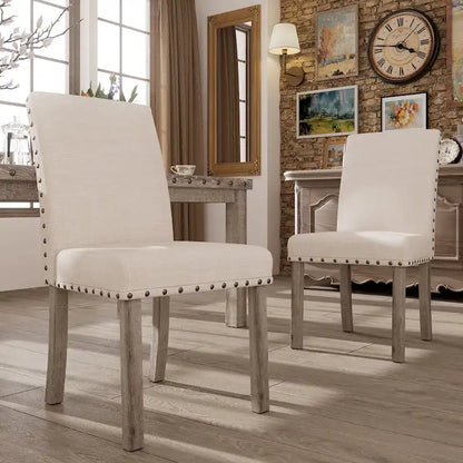 Morden Fort Contemporary Luxury Linen Dinning Chair Set of 2 Side Chairs