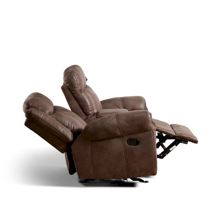 Canapé inclinable deux places Verne Brown en microfibre suédée avec console de rangement centrale