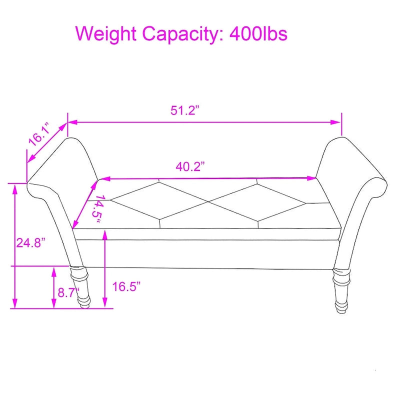 Banc de rangement, banc de lit capitonné, banc d'entrée
