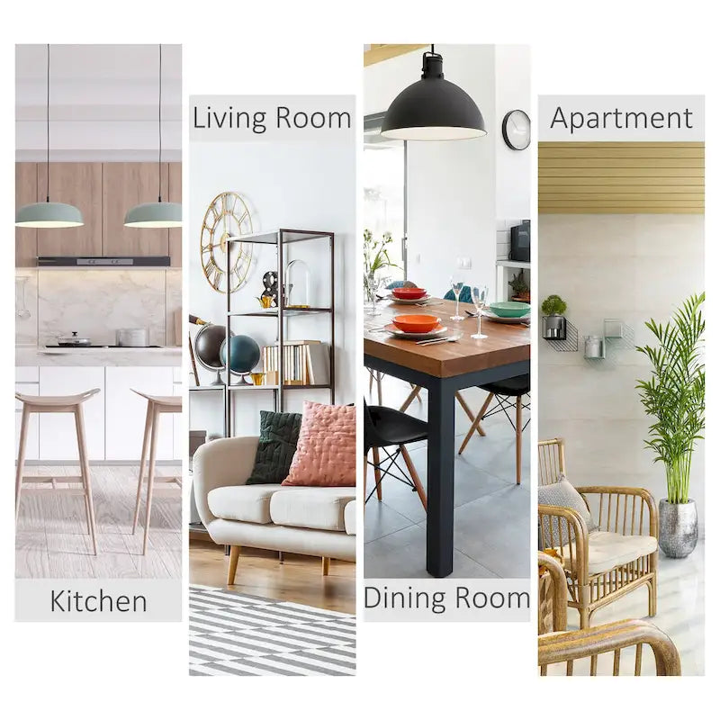 Ensemble de salle à manger moderne HOMCOM 5 pièces, table de cuisine compacte haute et 4 chaises avec repose-pieds, pieds en métal, bois.